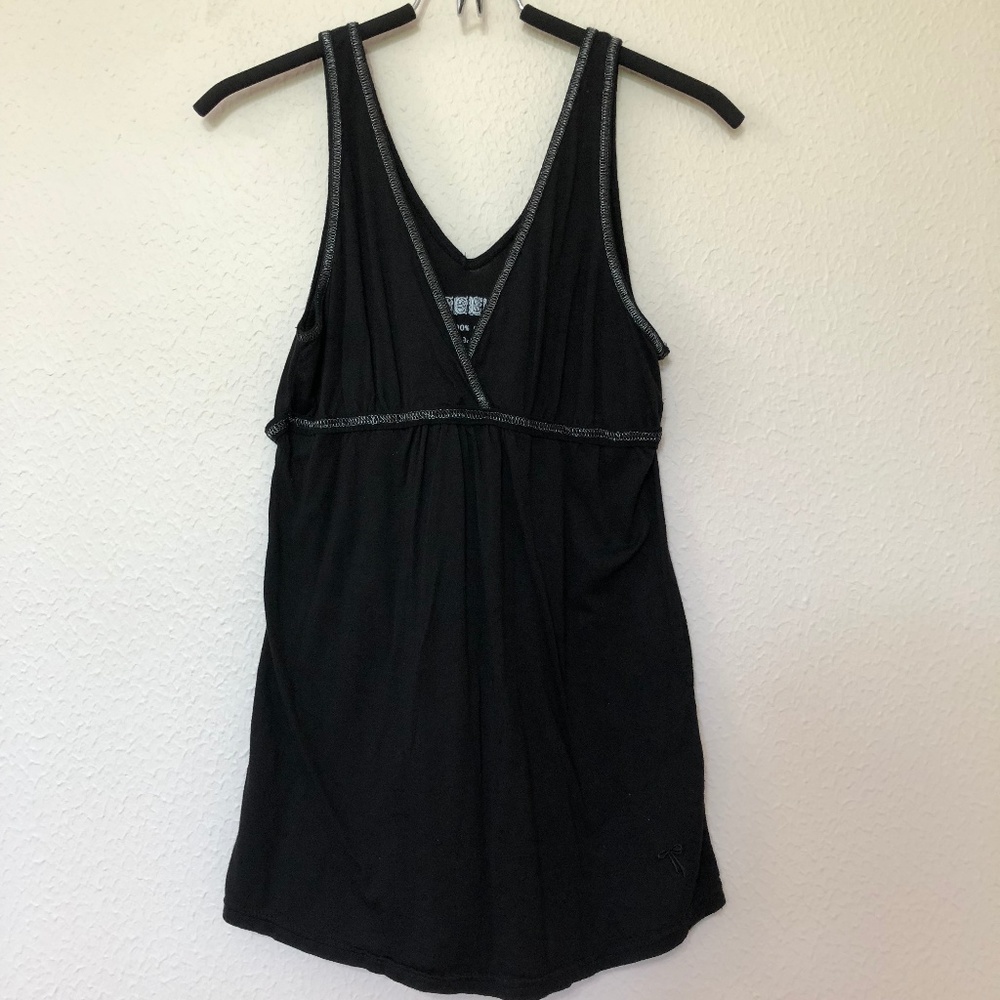 Black deep V top with back tie